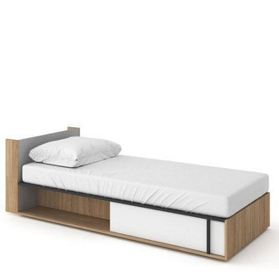 Arte Modern And Comfortable Imola Bed With Mattress In White Matt Left H660mm W940mm D2170mm - Adding A Touch Of Style To Your Bedroom - image 1