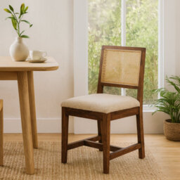 Wyld Haus Holualoa Cream Boucle Chair - Mango Wood Frame & Rattan Back - thumbnail 1