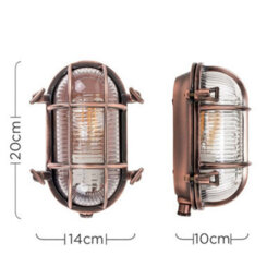 Valuelights Bow Copper Nautical Oval Bulkhead Ip64 Outdoor Wall Light - thumbnail 8