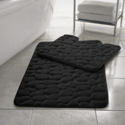 Gc Gaveno Cavailia Pearl Memory 2 Piece Non Slip Bath Mat Black Quick Dry Water Absorbent Bathroom Shower Mat & Padestal Set - thumbnail 1