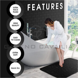 Gc Gaveno Cavailia Pearl Memory 2 Piece Non Slip Bath Mat Black Quick Dry Water Absorbent Bathroom Shower Mat & Padestal Set - thumbnail 2