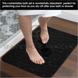Gc Gaveno Cavailia Pearl Memory 2 Piece Non Slip Bath Mat Black Quick Dry Water Absorbent Bathroom Shower Mat & Padestal Set - thumbnail 5