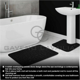 Gc Gaveno Cavailia Pearl Memory 2 Piece Non Slip Bath Mat Black Quick Dry Water Absorbent Bathroom Shower Mat & Padestal Set - thumbnail 3
