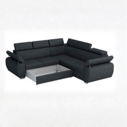 Boston Maxi U Shape Corner Sofa Bed Has 2 Storage Containers Large Panoramic Sleeper Sofa In Grey Fabric Graphite Brown - thumbnail 3