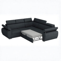 Boston Maxi U Shape Corner Sofa Bed Has 2 Storage Containers Large Panoramic Sleeper Sofa In Grey Fabric Graphite Brown - thumbnail 2