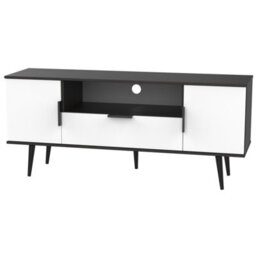 Fuji 2 Door 1 Drawer Wide Tv Unit In White Matt & Black Matt (Ready Assembled) - thumbnail 1