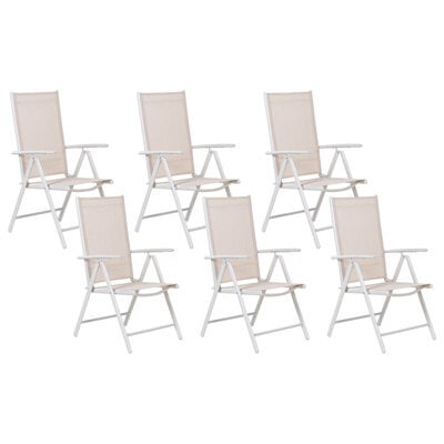 Beliani Set Of 6 Garden Chairs Catania Metal Beige - image 1