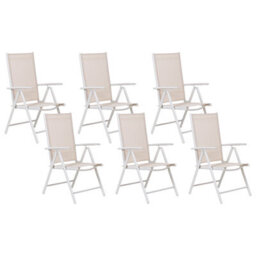 Beliani Set Of 6 Garden Chairs Catania Metal Beige - thumbnail 1