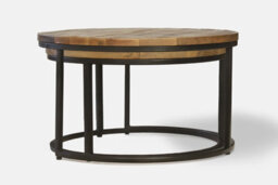 Buttercup Farm Industrial Round Stool (Set Of 2) - Mango Wood/iron - L70 X W70 X H40 Cm - Mango Pp Saw Finish - thumbnail 3