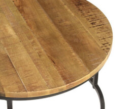 Buttercup Farm Industrial Round Stool (Set Of 2) - Mango Wood/iron - L70 X W70 X H40 Cm - Mango Pp Saw Finish - thumbnail 6