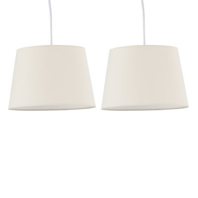 First Choice Lighting Set Of 2 Natural Cotton 23Cm Tapered Cylinder Pendant Or Lamp Shades - image 1