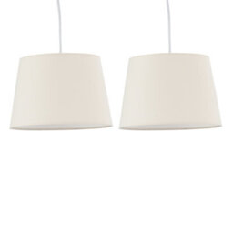 First Choice Lighting Set Of 2 Natural Cotton 23Cm Tapered Cylinder Pendant Or Lamp Shades