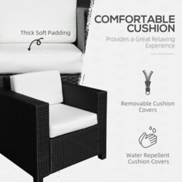 Wyld Haus Raco Black Rattan Single Outdoor Armchair With Thick Cushioned Seat And Armrests - thumbnail 5