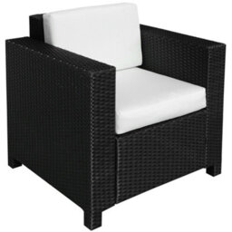 Wyld Haus Raco Black Rattan Single Outdoor Armchair With Thick Cushioned Seat And Armrests - thumbnail 2