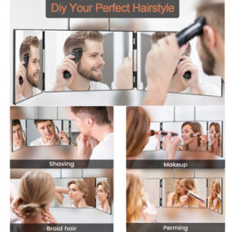 Vanexiss Adjustable Trifold Mirror 32X19.5Cm With 360 Rotation And Retractable Hook For Haircut And Grooming - thumbnail 5