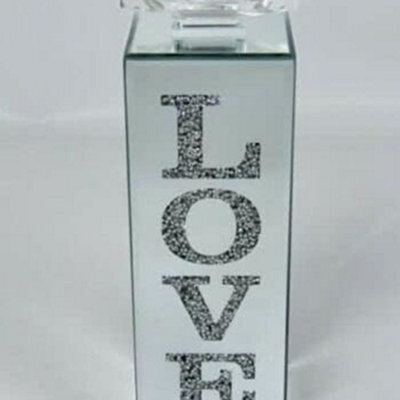 Biznest Large Love Crushed Diamond Crystal Free Standing Tealight Candle Holder