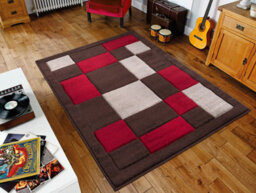 Smart Living Modern Thick Havana Carved Area Rug, Living Room Carpet, Kitchen Floor, Bedroom Soft Rugs 160Cm X 230Cm - Brown Red - thumbnail 1