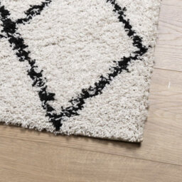 Berkfield Shaggy Rug Pamplona High Pile Modern Cream And Black 100X200 Cm - thumbnail 4