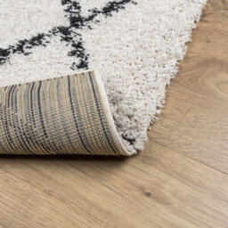 Berkfield Shaggy Rug Pamplona High Pile Modern Cream And Black 100X200 Cm - thumbnail 5