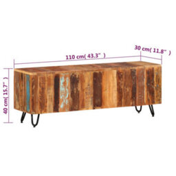 Berkfield Classic Tv Cabinet 110X30X40 Cm Solid Wood Reclaimed - thumbnail 6