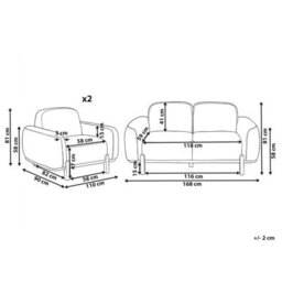 Wyld And Coco White Boucle 4-Seater Living Room Set - 2-Seater Sofa And 2 Armchairs, Low Curvilinear Design - thumbnail 3