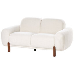Wyld And Coco White Boucle 4-Seater Living Room Set - 2-Seater Sofa And 2 Armchairs, Low Curvilinear Design - thumbnail 6