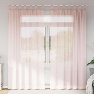 Berkfield Voile Curtains With Rod Pockets 2 Pcs Light Pink - image 1