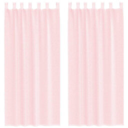 Berkfield Voile Curtains With Rod Pockets 2 Pcs Light Pink - thumbnail 2
