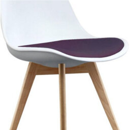 Fusion Living Soho White & Aubergine Plastic Dining Chair With Squared Light Wood Legs - thumbnail 3