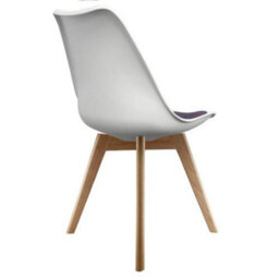 Fusion Living Soho White & Aubergine Plastic Dining Chair With Squared Light Wood Legs - thumbnail 4