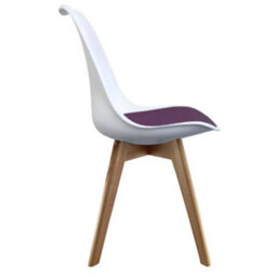 Fusion Living Soho White & Aubergine Plastic Dining Chair With Squared Light Wood Legs - thumbnail 5