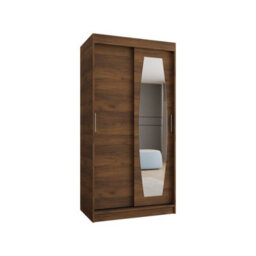 Arte Rossa 100Cm Oak Walnut Sliding Door Wardrobe With Shaped Mirror - thumbnail 2