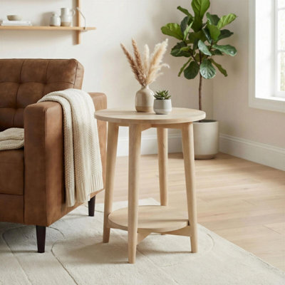 Furniturebox Uk Tacoma Round White Oak Wood Side Table - image 1