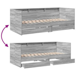 Berkfield Daybed With Drawers Without Mattress Grey Sonoma 100X200 Cm - thumbnail 8