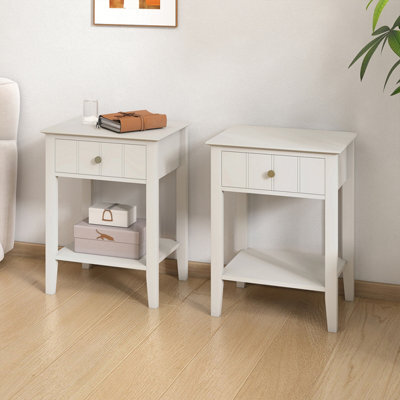 Melody Maison Pair Of Ivory One Drawer Bedside Tables With Shelf - Padstowe Ivory Range - image 1