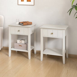Melody Maison Pair Of Ivory One Drawer Bedside Tables With Shelf - Padstowe Ivory Range - thumbnail 1