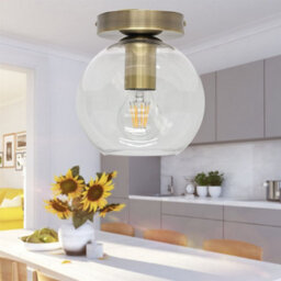 First Choice Lighting Set Of 2 Barnum - Glass Globe Antique Brass Ceiling Light Fittings - thumbnail 5