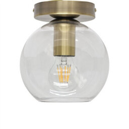 First Choice Lighting Set Of 2 Barnum - Glass Globe Antique Brass Ceiling Light Fittings - thumbnail 2