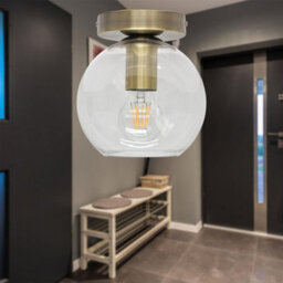 First Choice Lighting Set Of 2 Barnum - Glass Globe Antique Brass Ceiling Light Fittings - thumbnail 4
