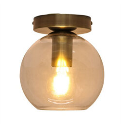 First Choice Lighting Set Of 2 Barnum - Glass Globe Antique Brass Ceiling Light Fittings - thumbnail 3