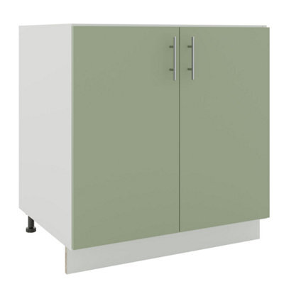 Jd Greta Adjustable Legs Kitchen Sink Unit 800mm Cabinet With Doors - Sage Green Matt - image 1