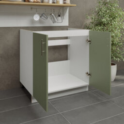 Jd Greta Adjustable Legs Kitchen Sink Unit 800mm Cabinet With Doors - Sage Green Matt - thumbnail 3