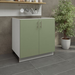 Jd Greta Adjustable Legs Kitchen Sink Unit 800mm Cabinet With Doors - Sage Green Matt - thumbnail 2