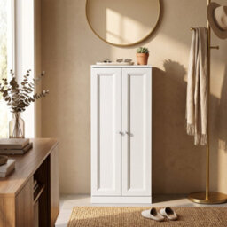 Homcom Narrow Bathroom Cabinet, Slim Storage Cabinet, White - thumbnail 9
