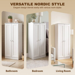 Homcom Narrow Bathroom Cabinet, Slim Storage Cabinet, White - thumbnail 8