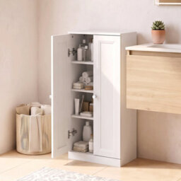 Homcom Narrow Bathroom Cabinet, Slim Storage Cabinet, White - thumbnail 2