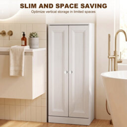 Homcom Narrow Bathroom Cabinet, Slim Storage Cabinet, White - thumbnail 5