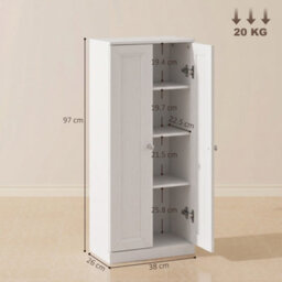 Homcom Narrow Bathroom Cabinet, Slim Storage Cabinet, White - thumbnail 3