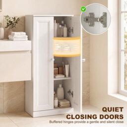 Homcom Narrow Bathroom Cabinet, Slim Storage Cabinet, White - thumbnail 6