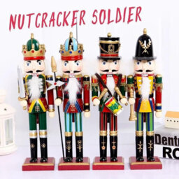 Shatchi 38Cm Wooden Nutcrackers Figures Christmas Ornament 4Pcs Set Royal And Millatry Theme - thumbnail 4